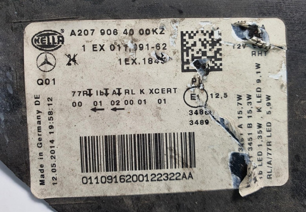 Линза фары led правая  перед mercedes w207 Недорого