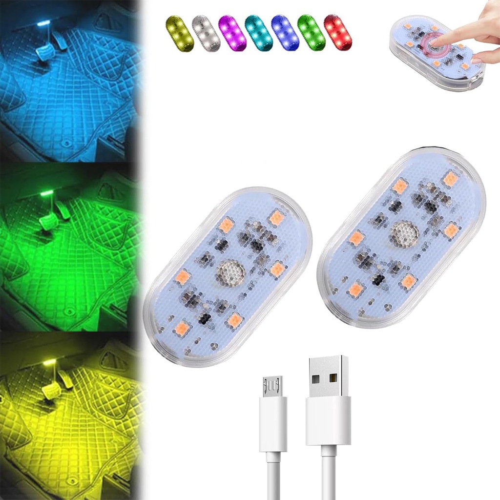фото №4, 2 usb led освещение внутреннее автомобиля лампа беспроводная цветов