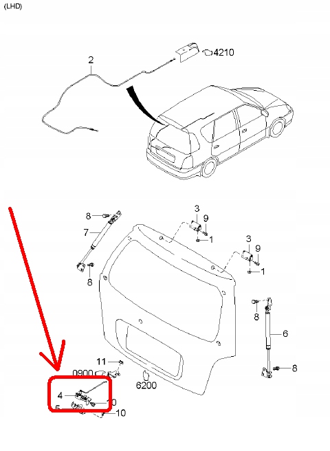 фото №4, Замок кришки задня kia carens i