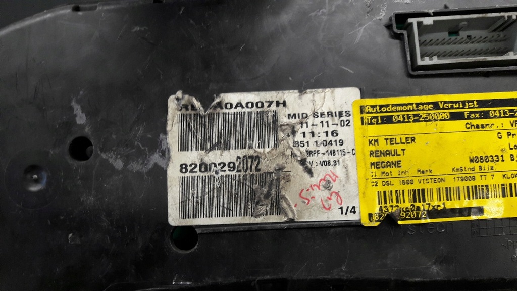 фото №10, 8200292072 счетчик renault megane ii бензин