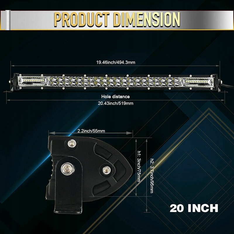 фото №3, Лампа робоча dalekosiężna - молдинг led - 53cm 1200w