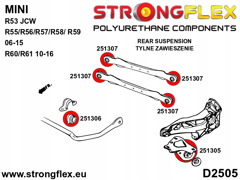 Втулка стабілізатора заднього mini r50/r52/r53 00-06 r53 jcw r60/r61 16mm Доставка