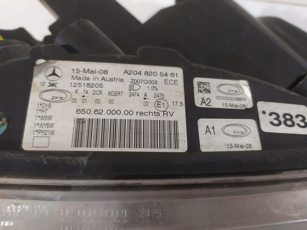 фото №6, Mercedes w204 glk лампа ксенон skr. r - 15124