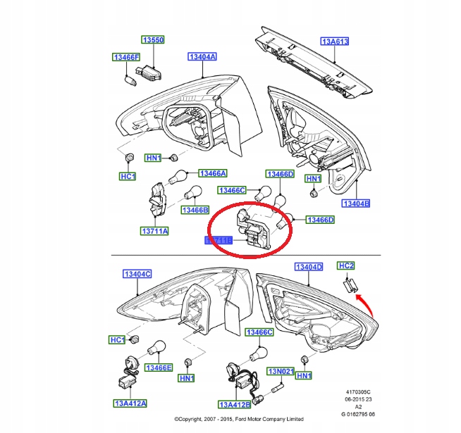 Вкладиш фари правий задні ford mondeo iv універсал 07-14r Київ
