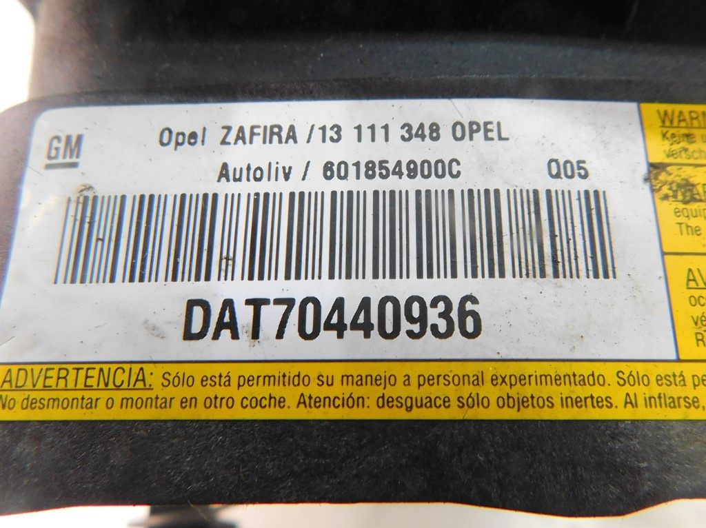 фото №7, Opel zafira b 1.9cdti 08r подушка воздушная водителя подушка безопасности 13111348