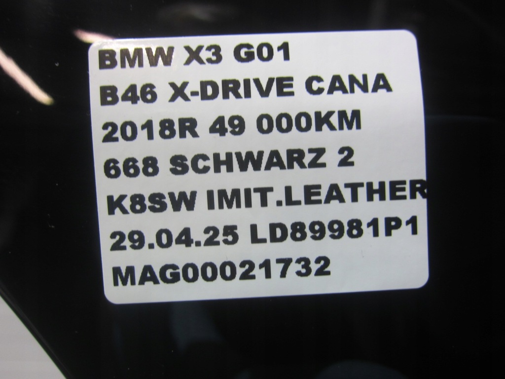 Bmw x3 g01 крыло  правый  передний перед 668 schwarz 2 41007930974 чёрный Недорого