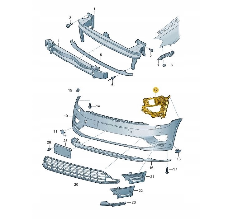 фото №14, Vw golf sportsvan lift 2018-2020 направляющая бампера левый перед 510 оригинал