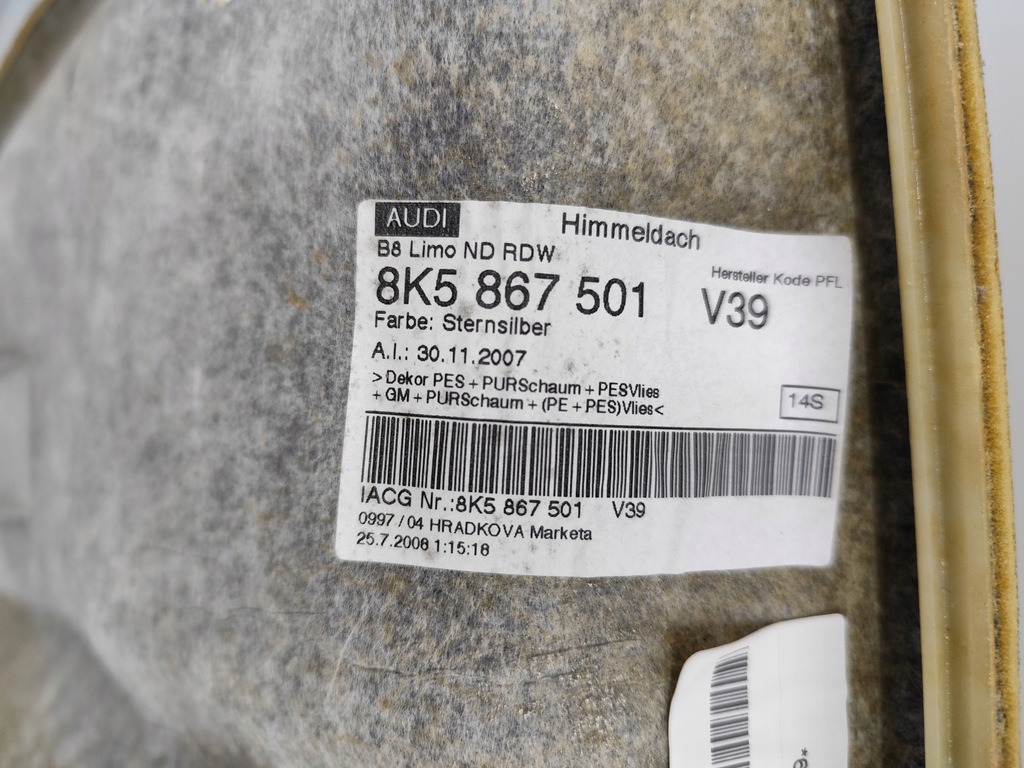 фото №8, Audi a4 b8 sedan стеля 8k5867501