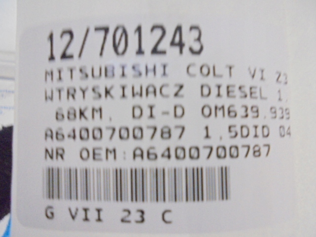 фото №8, Mitsubishi colt vi z30 форсунка дизель a6400700787 1,5did 0445110167