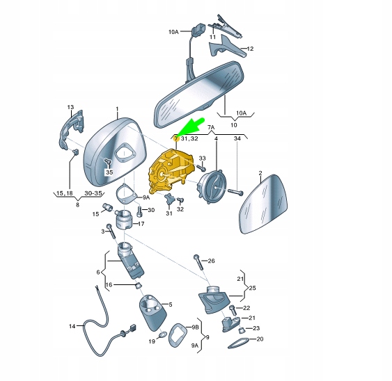 фото №8, Audi tt 8j mk2 передняя часть правый door mirror mounting plate 8j0858532a