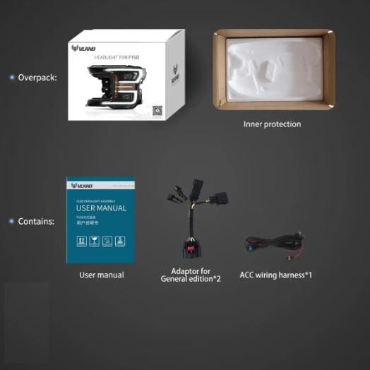 фото №14, Ford f150 f-150 2018-2020 лампа лампы передние led vland комплект левая+ правая