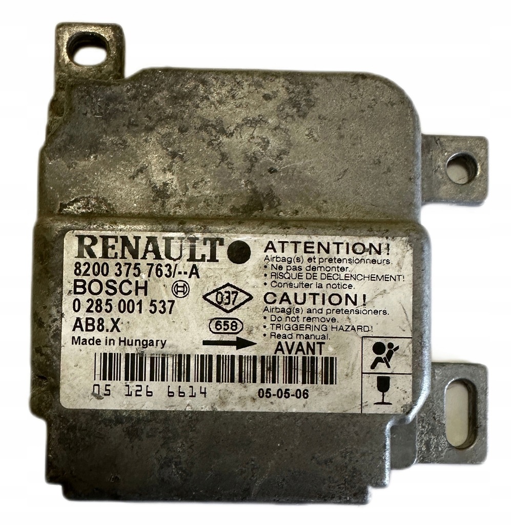 фото №1, Модуль блок керування подушка безпеки renault clio ii 8200375763a 0285001537