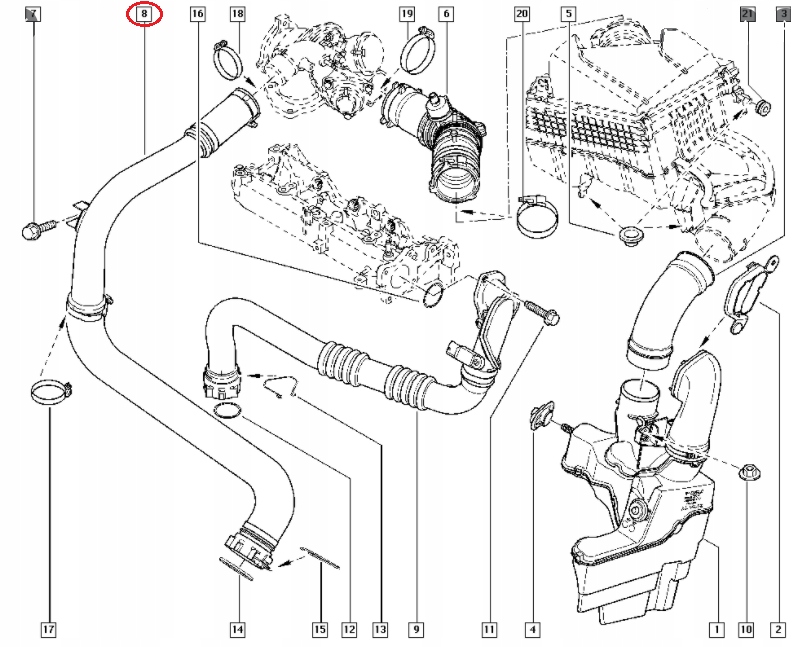 фото №8, Шланг воздуха turbo renault scenic ii 1,9dci 8200201617