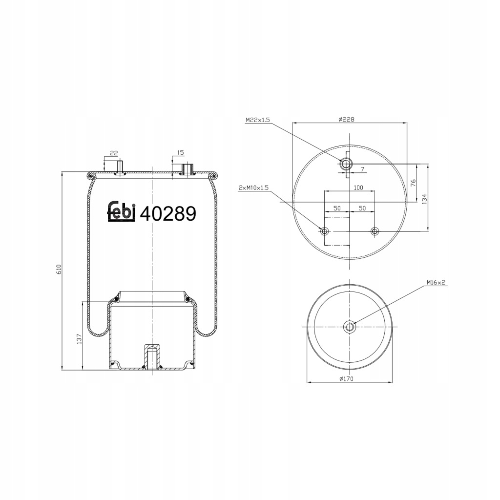 фото №1, Пневмоподушка подвеска пневматический febi 40289