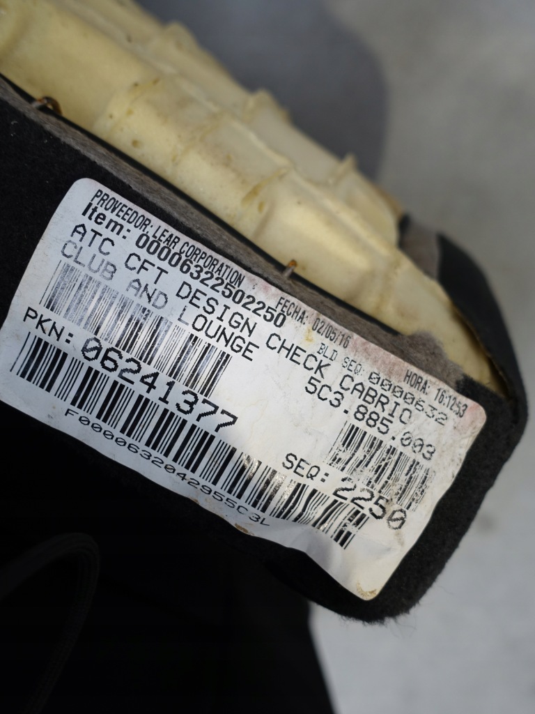 Vw beetle 5c3 cabrio club lounge сидіння заднє сидіння оббивка комплект повітропровід Оригінал