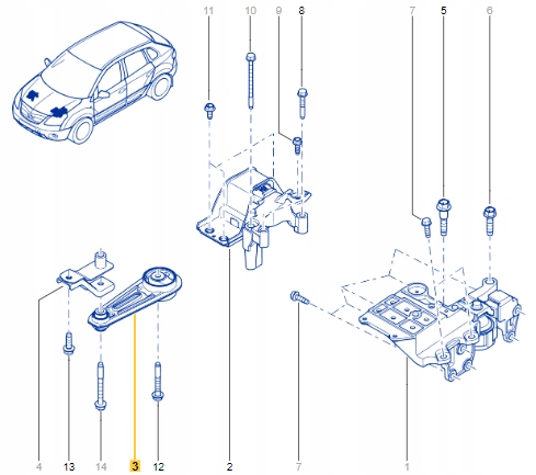фото №3, Подушка двигателя нижняя левая renault koleos оригинальный номер