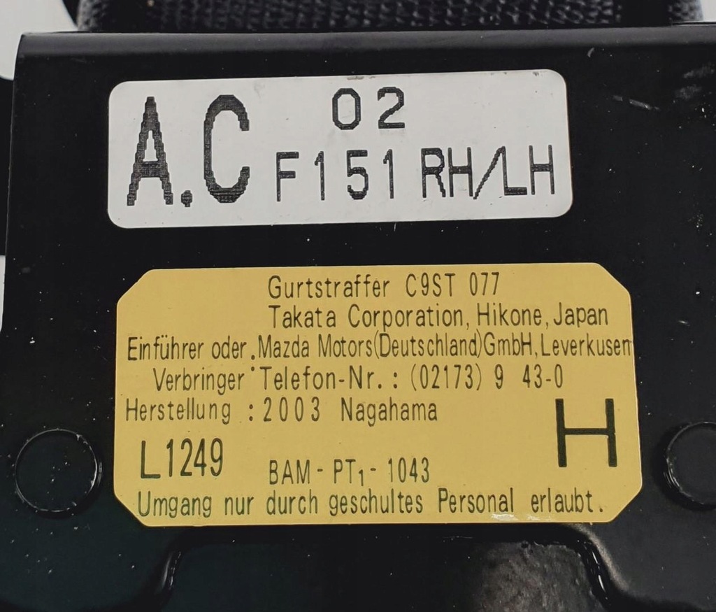 фото №3, Pas натяжитель правый перед mazda rx-8 europa