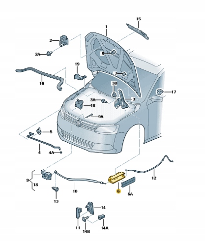 фото №10, З'єднувач троси капот vw polo golf tiguan 5n0823411a