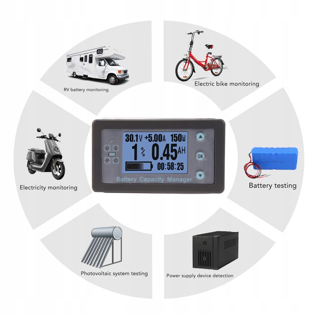 фото №9, Монітор акумулятора bluetooth з napięciem bocznikowym, pojemność струму, вимірювач