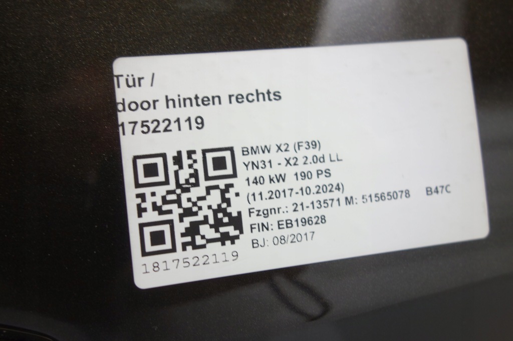 фото №6, Двері праве задні bmw x2 f39 c07 sparkling storm