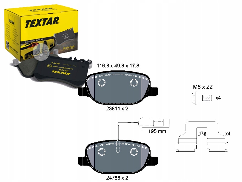 фото №1, Textar 2381101 набор тормозных колодок тормозных, тормоза дисковые