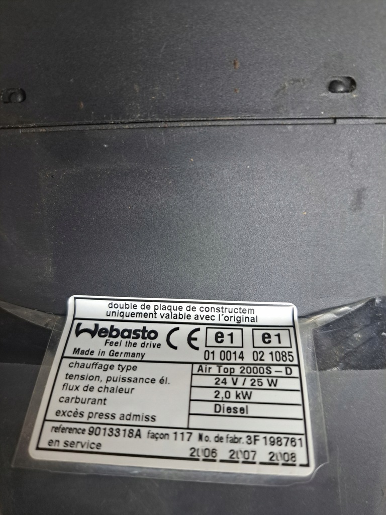 фото №3, Webasto dewasto air top 2000 s renault premium midlum dxi volvo fl fe