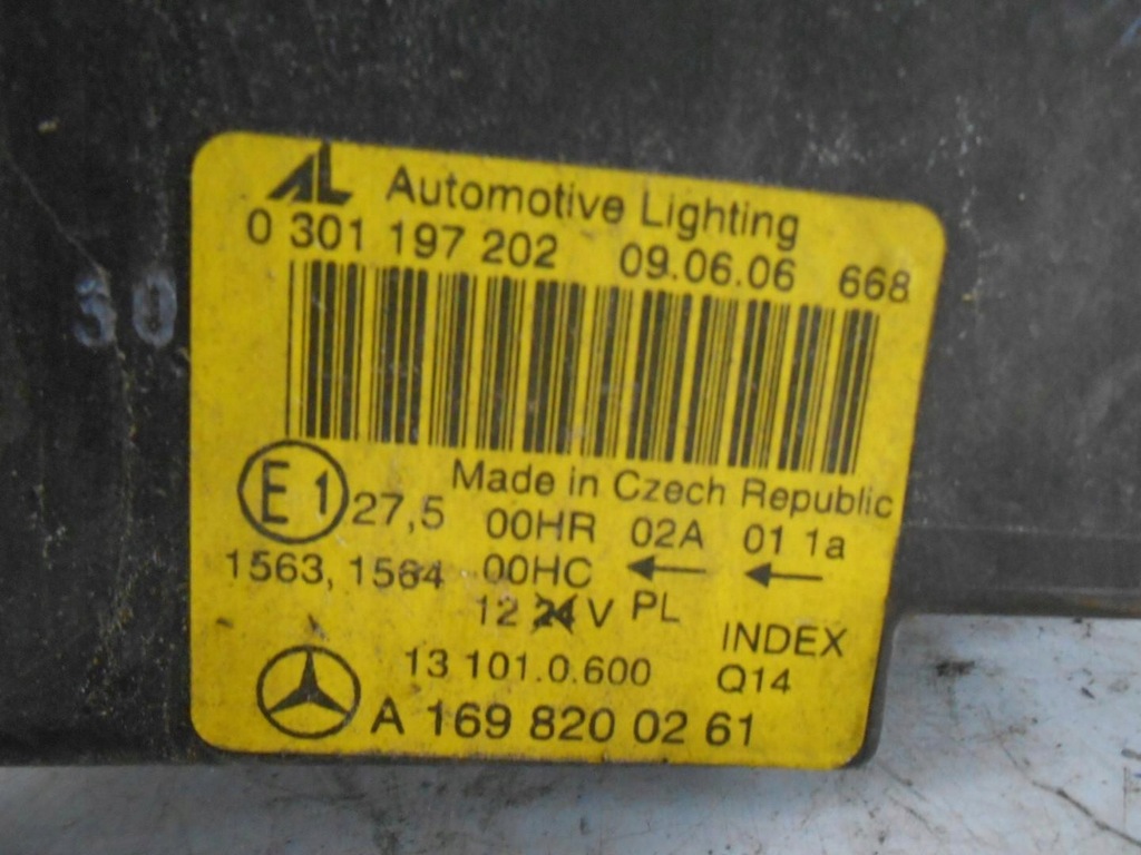 фото №7, Лампа правая передняя перед mercedes w169 a1698200261 0301197202 #