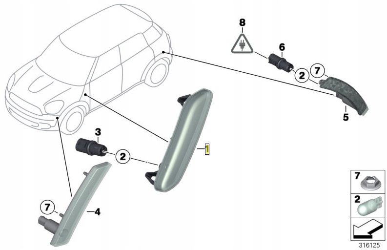 фото №2, Mini лівий боковий поворотник r60 r61