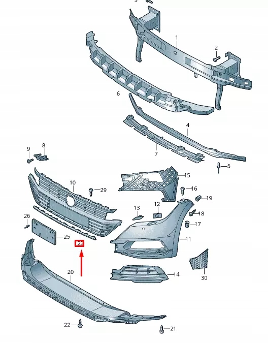фото №1, Vw arteon 3h7 передняя часть радиатор решётка center lower trim 3g8807719bgru