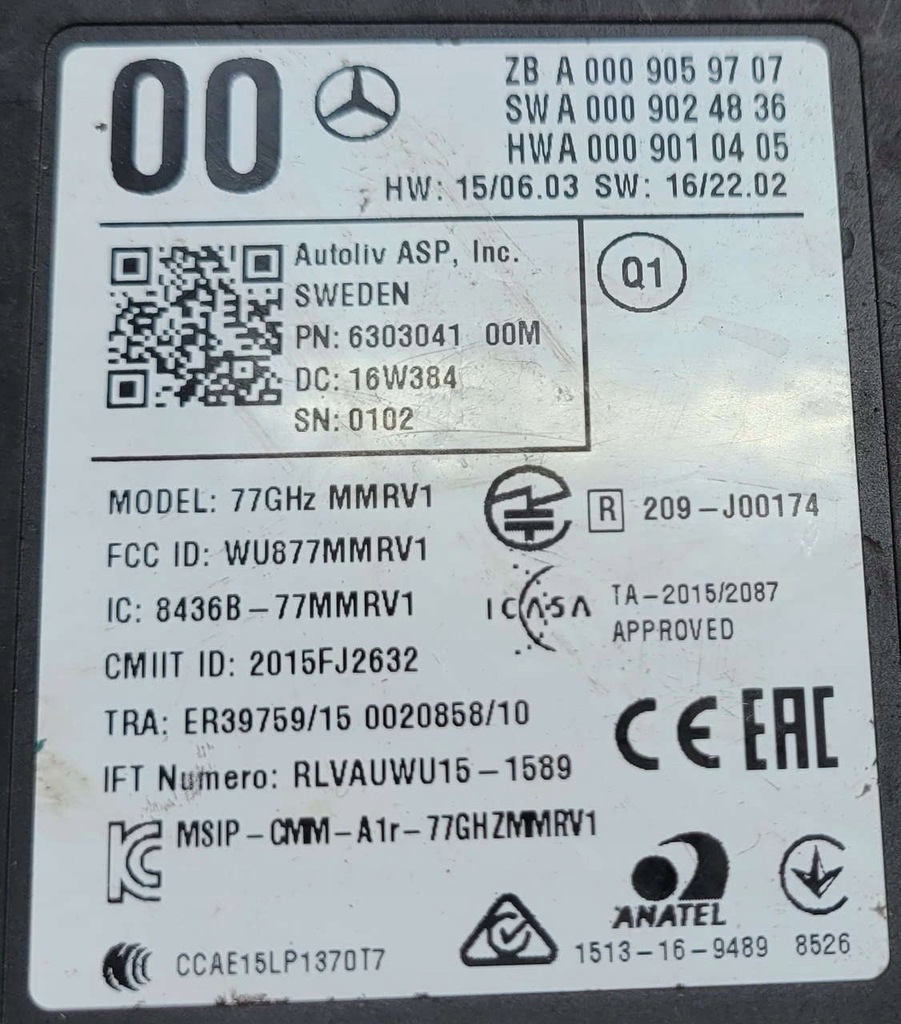 фото №10, Mercedes модуль distronic радар a0009059707