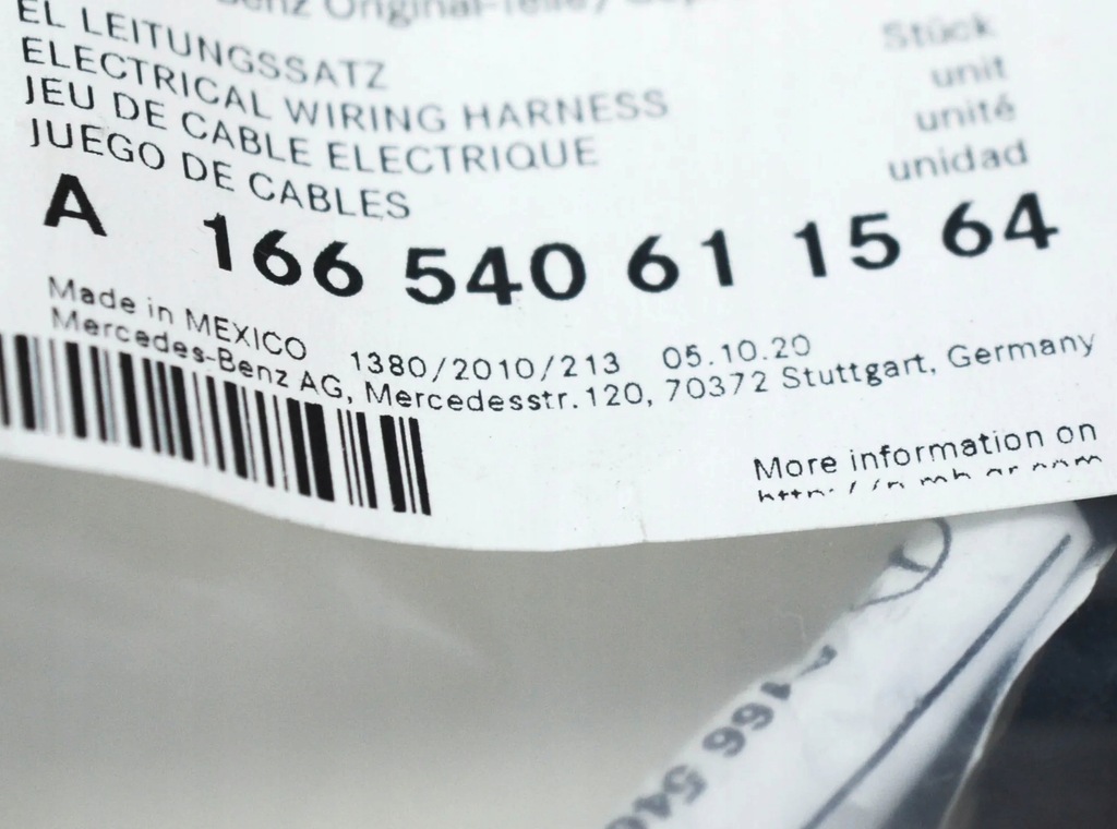 фото №7, Mb ml w166 передняя жгут трубопровод система парктроник a166540611564