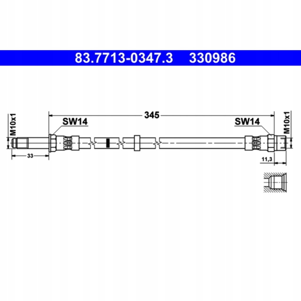 фото №1, Ate 83.7713-0347.3 шланг тормозной гибкий