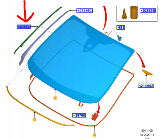 фото №1, Молдинг зовнішня скло b-max 2012-17 оригінальний номер 1886254 _ av11-r03178-ad