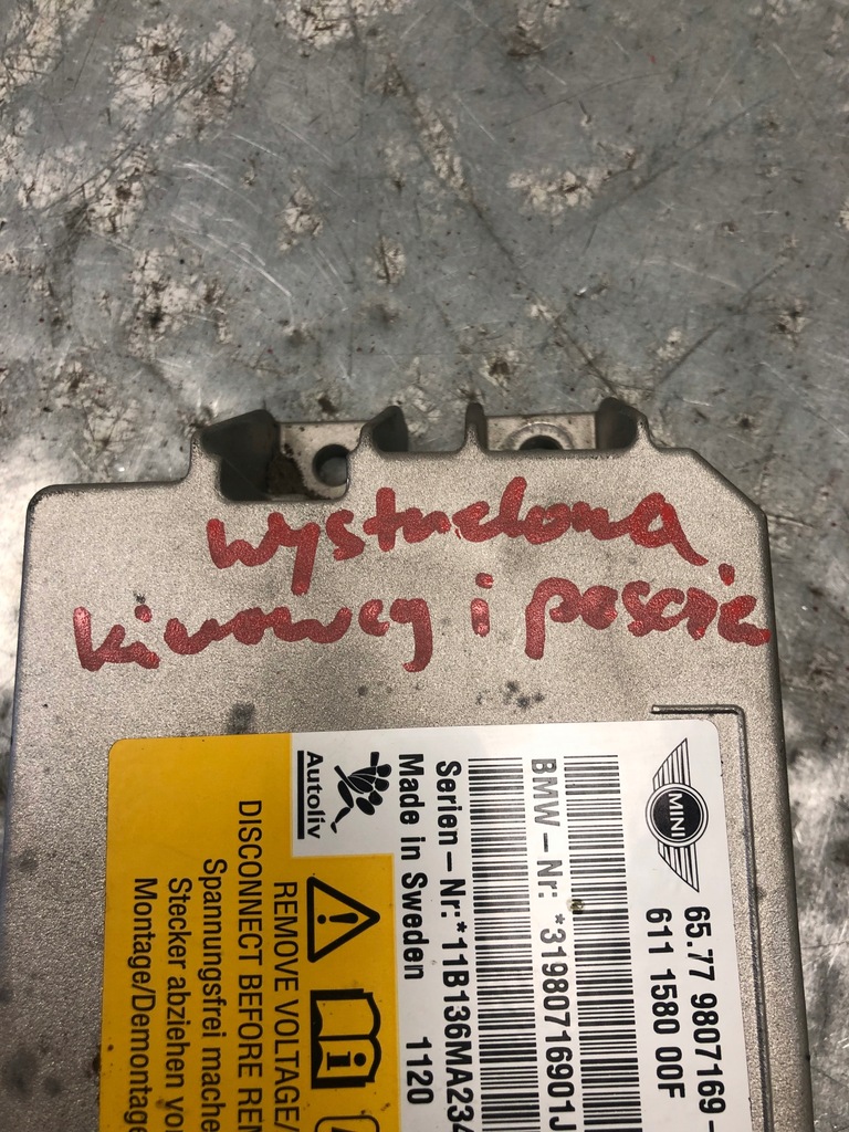 фото №6, Модуль датчик подушка безопасности mini r55 9807169