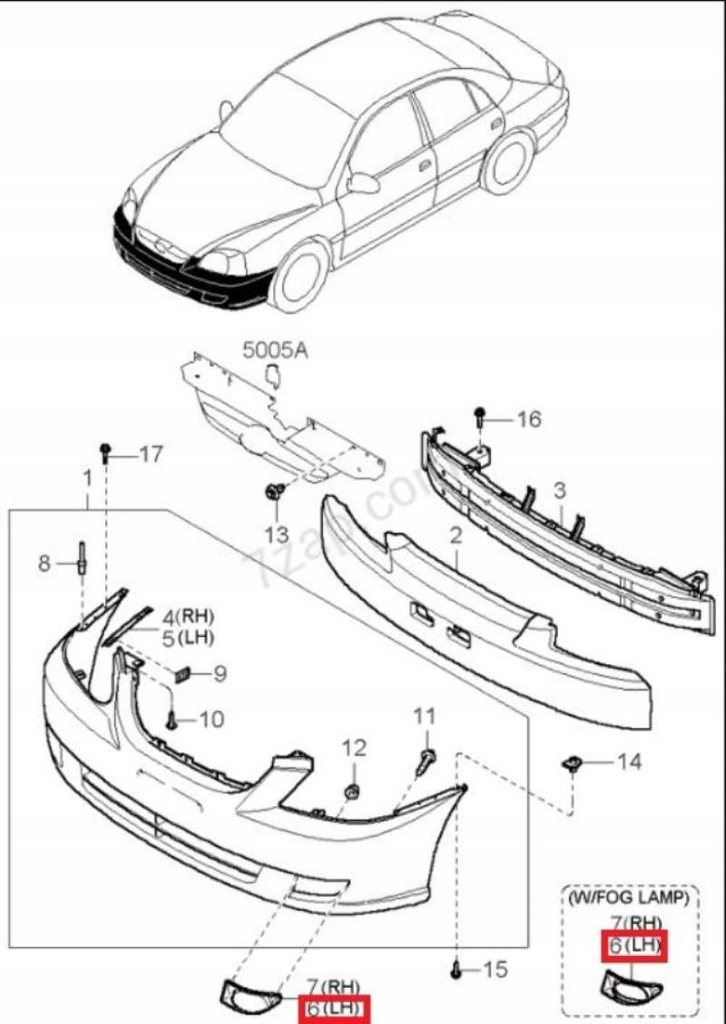 фото №11, Рамка протитуманної фари лівий перед kia rio 03-05 оригінал