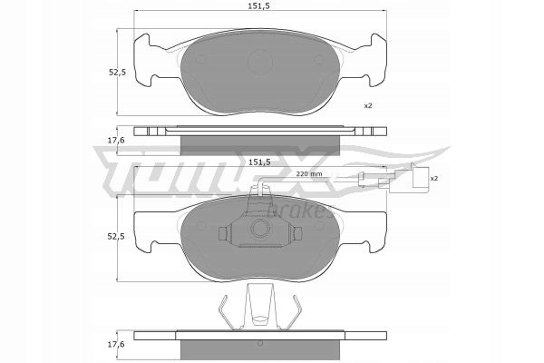 фото №15, Гальмівні колодки гальмівні tomex 10711 перед fiat brava bravo 95- 17.9mm tomex