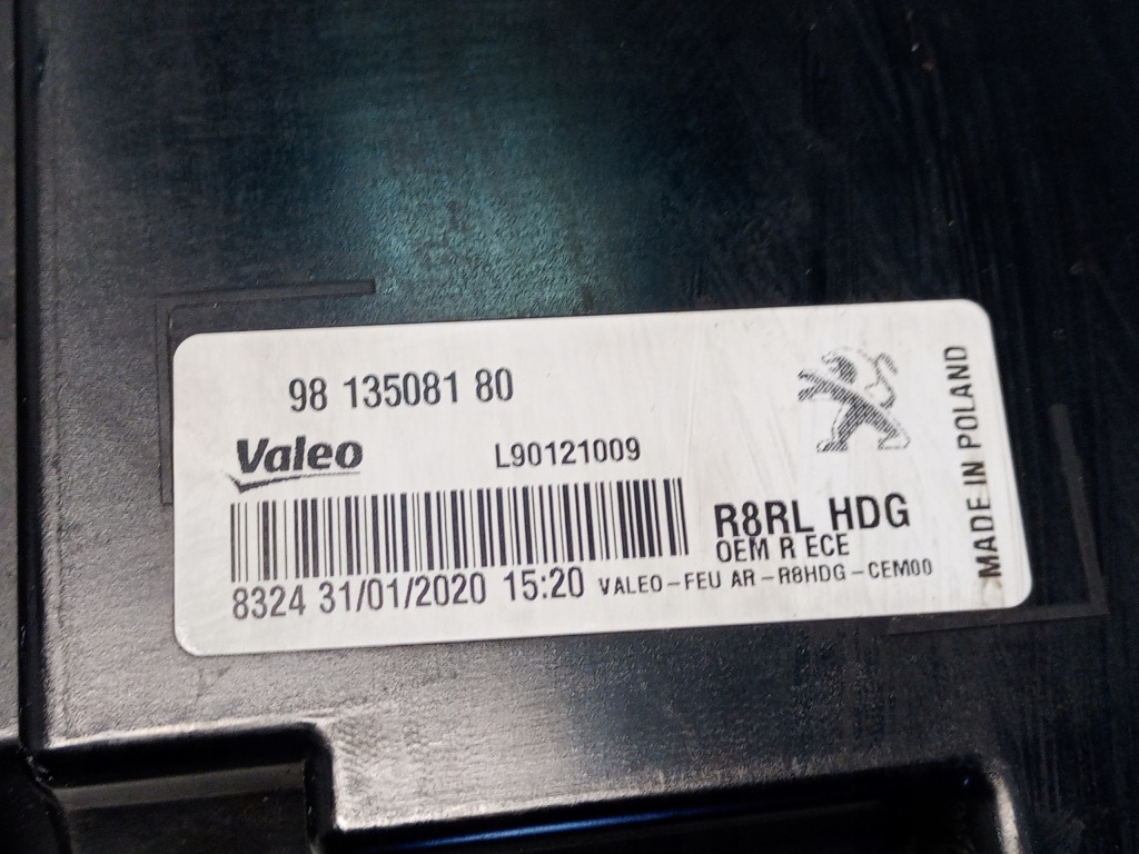 Фара задняя правая w крышке  led peugeot 508 2 седан gt 9813508180 с Разборки