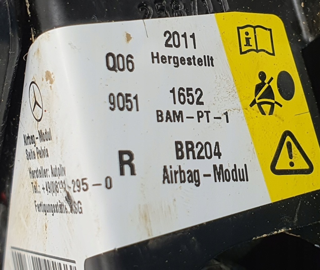 фото №6, Подушка подушка безопасности w сиденье правая mercedes glk x204