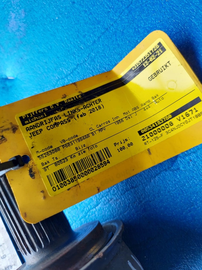 фото №2, Приводной вал jeep compass 2018 r 2.0 td левый задняя