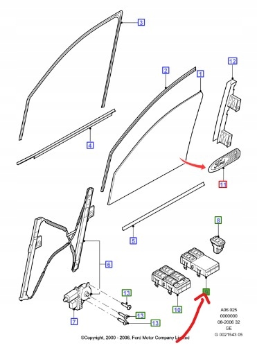 фото №1, Кнопка вікон перед подвійний ford mondeo mk3