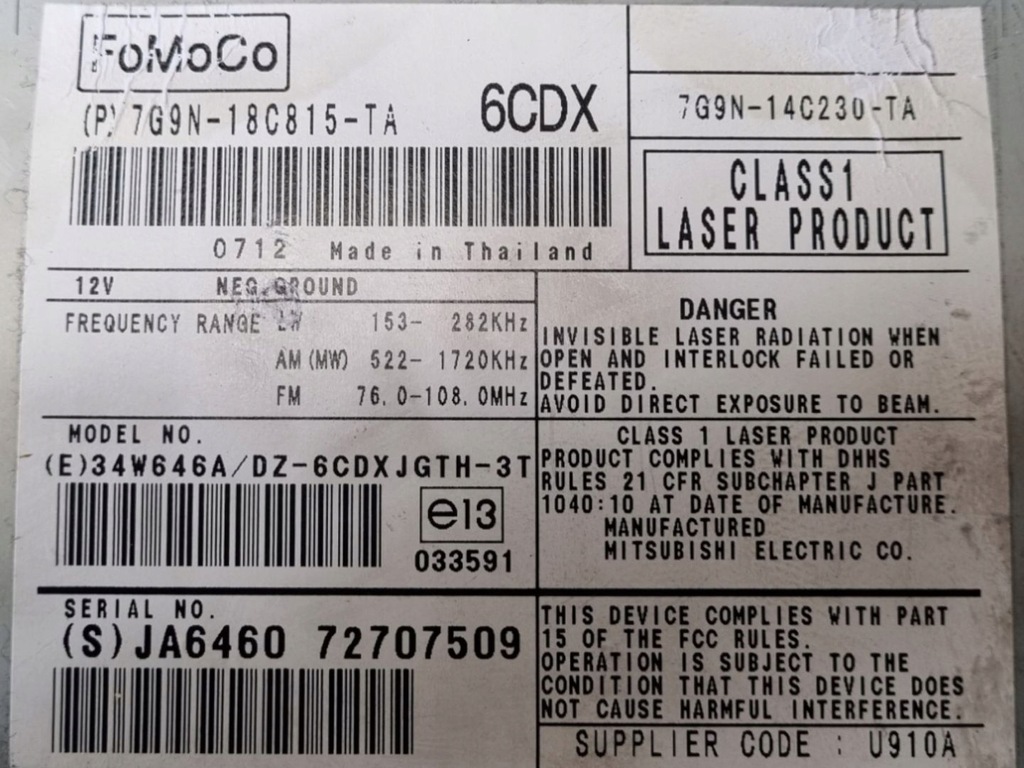 фото №6, Радіо автомобільні jaguar xf x250 2008 7g9n-14c230-ta