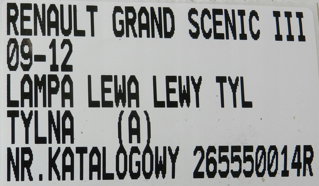фото №7, Renault grand scenic iii лампа левая левый задняя задняя 265550014r