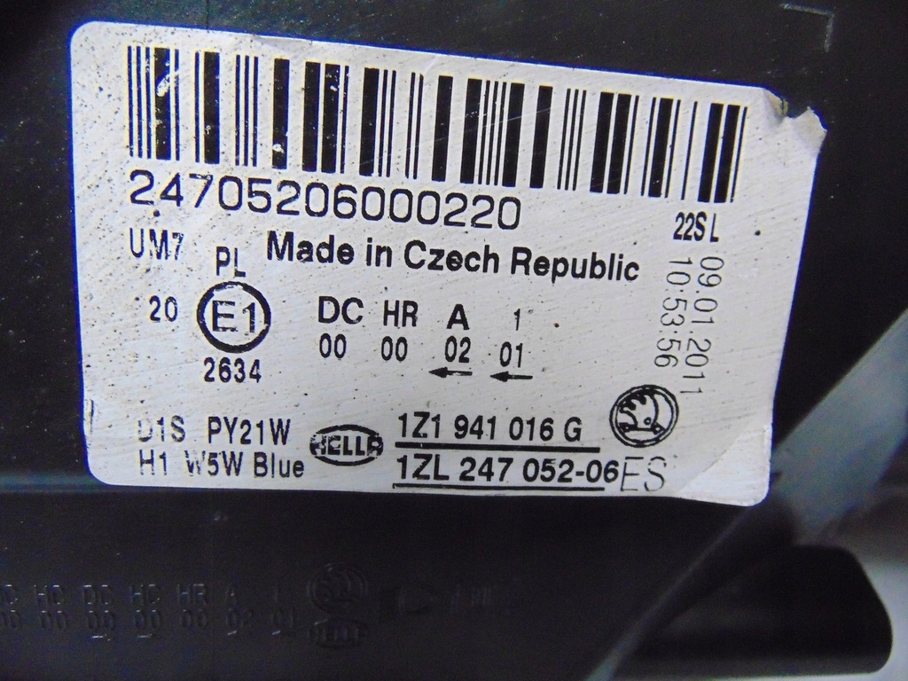 фото №15, Лампа правая перед ксенон skoda octavia ii 2 lift 1z1941016g europa