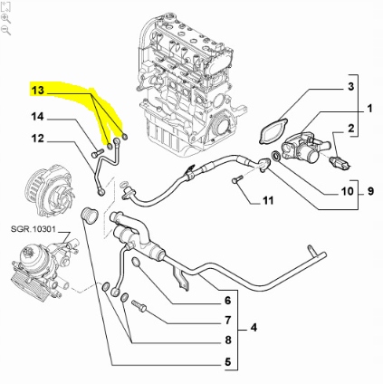 фото №6, Прокладка трубка термостата fiat punto evo оригинальный номер 10280060