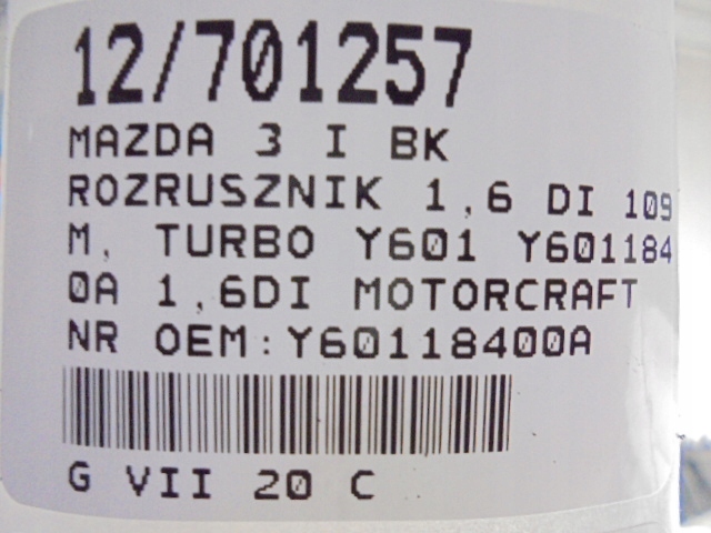 фото №8, Mazda 3 i bk стартер y60118400a 1,6di