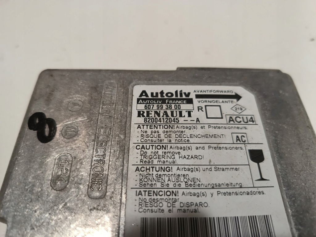 фото №3, Модуль датчик подушка безопасности renault 8200412045 autoliv 607993800