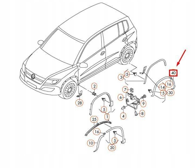 фото №5, Vw tiguan 5n mk1 задня правий крила задні оздоблення оригінальні
