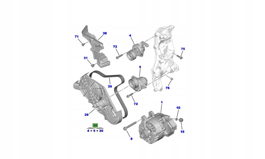 фото №1, Toyota proace 2,0 ремінь ролик натягувач ремінь генератор запуск стоп