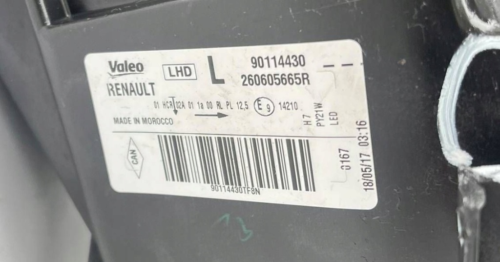 фото №9, Фара лівий лампа перед eu 90114430 dacia sandero 2 ii lift 17-20