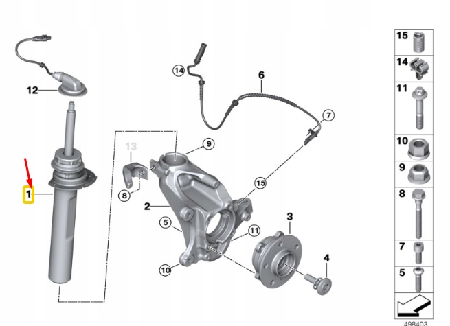 Купити Bmw x1 f48 передня частина ліва shock абсорбер 37106881599